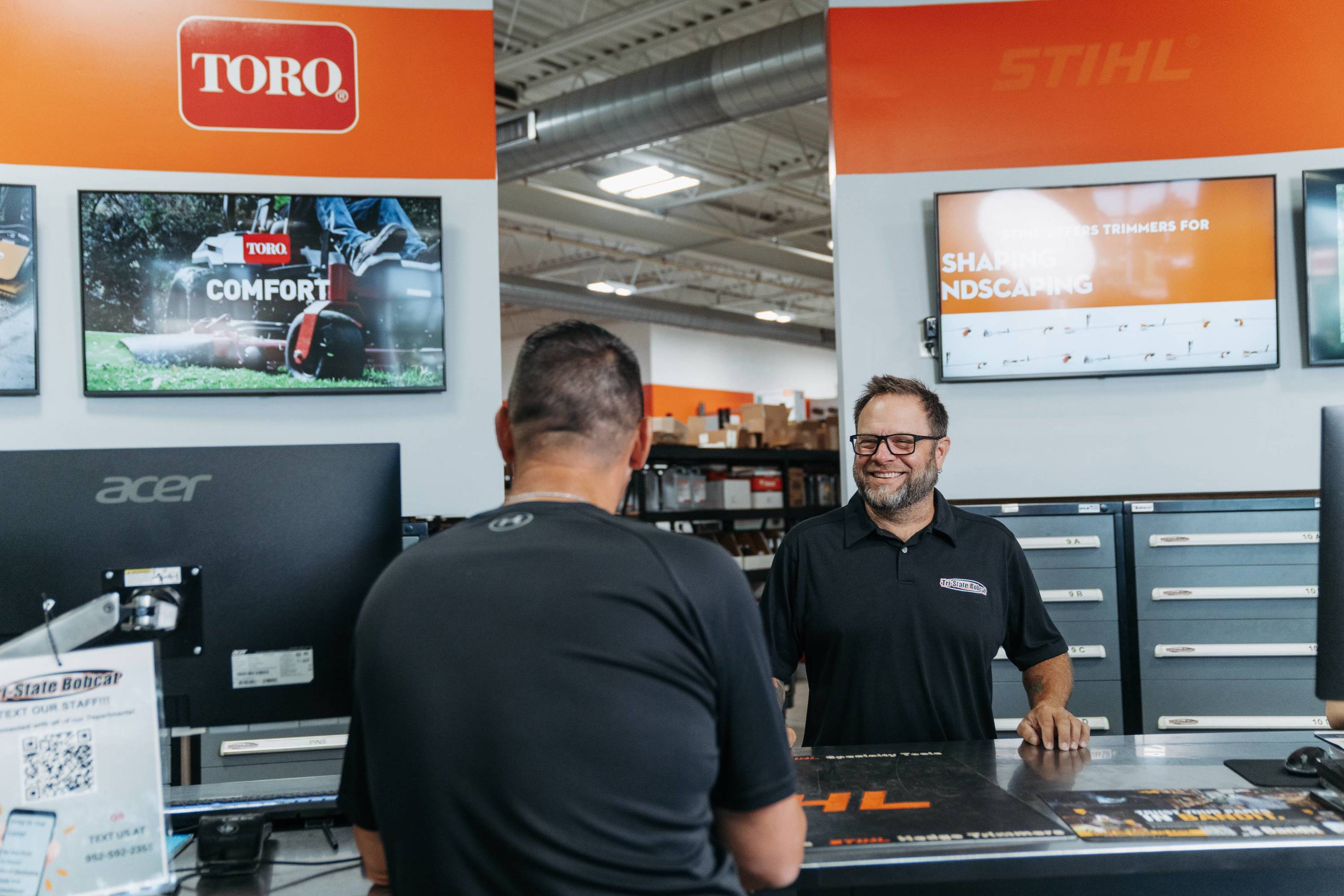 Customer at parts desk