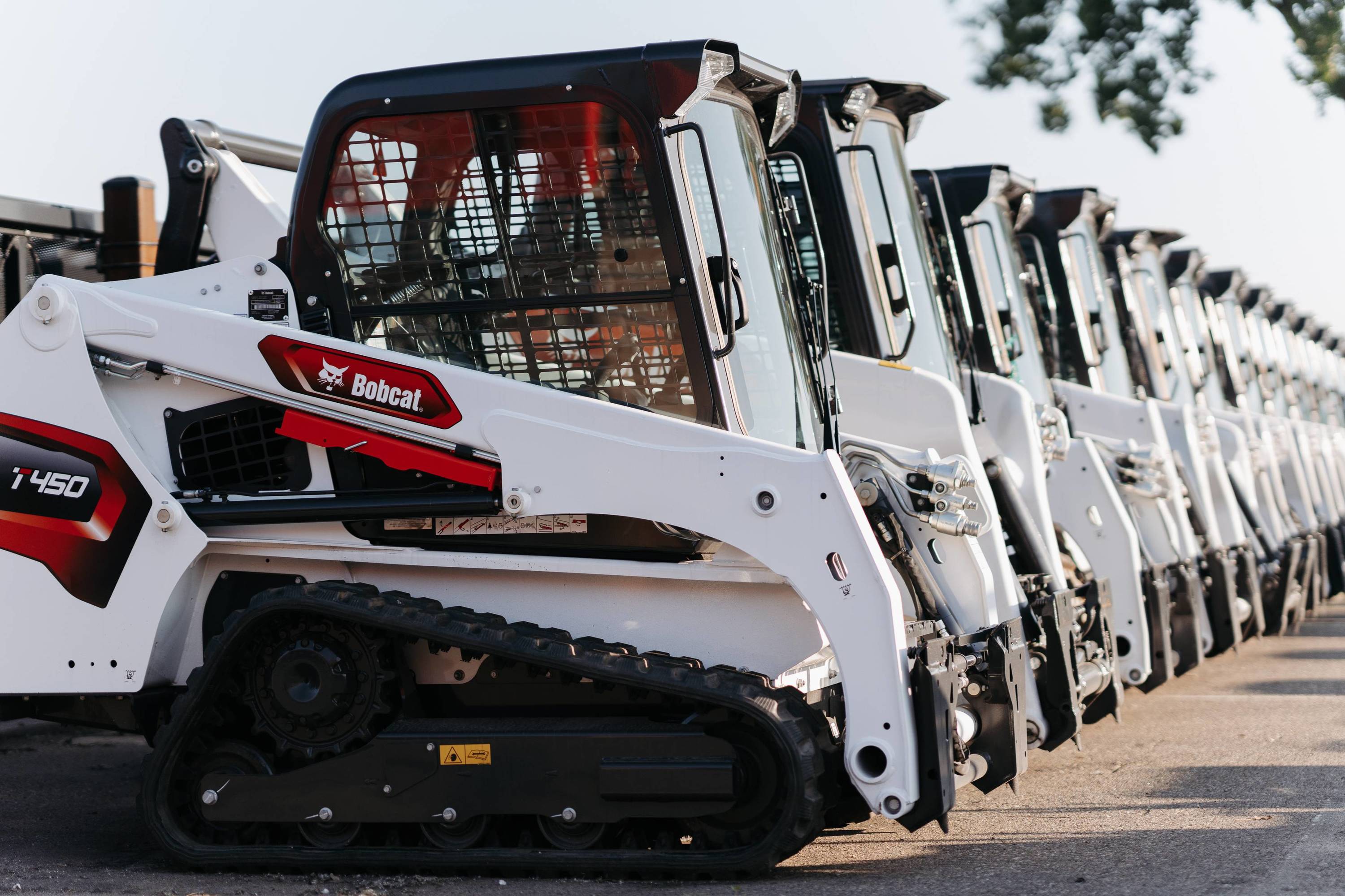 Line of Bobcat Track Loaders